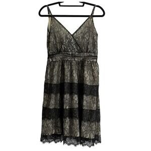 Y2K Whimsigoth Black Lace Overlay Dress Med Fairy Grunge Romantic Witchy Indie